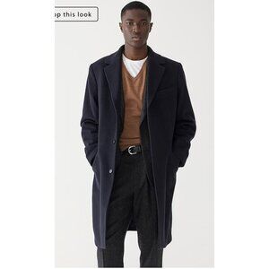 J.Crew $548 Mens Ludlow Top coat Wool Blend in Navy 46R BS469